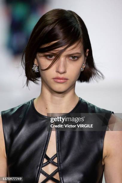 Model walks the runway during the Prabal Gurung Ready to Wear Fall/Winter 2022-2023 fashion show as part of the New York Fashion Week on February 16,...