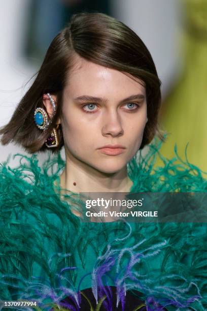 Model walks the runway during the Prabal Gurung Ready to Wear Fall/Winter 2022-2023 fashion show as part of the New York Fashion Week on February 16,...