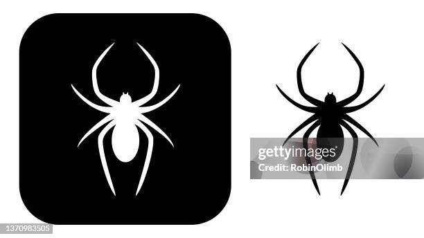black and white spider icons 2 - arachnophobia stock illustrations