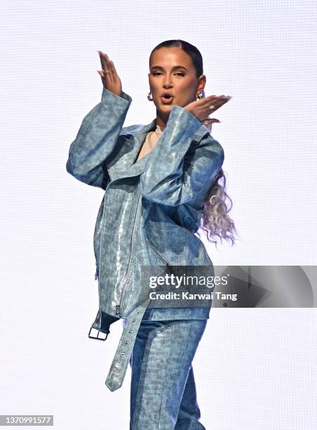 Molly-Mae Hague walks the runway of the PrettyLittleThing X Molly-Mae show at The Londoner Hotel on February 16, 2022 in London, England.