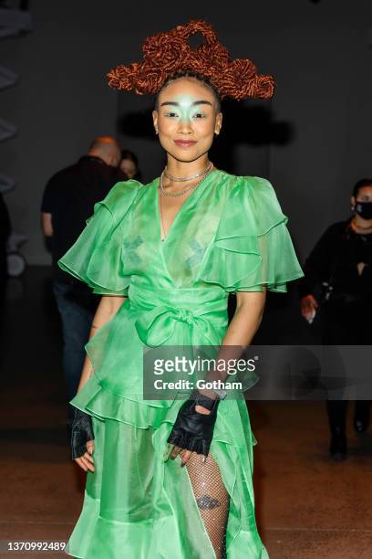 Tati Gabrielle attends the Prabal Gurung fashion show during New York Fashion Week at Spring Studios on February 16, 2022 in New York City.