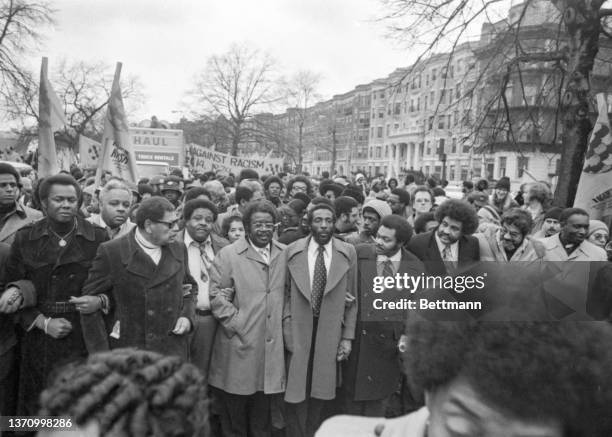 Doctor Ralph Abernathy head of the Southern Christian Leadership Conference; comedian Dick Gregory and State Senator William Owens , lead several...