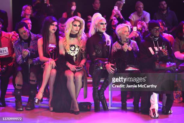 Linux, Aquaria, CT Hedden, Dorinda Medley, and Miss J. Alexander attend The Blonds fashion show during New York Fashion Week: The Shows on February...