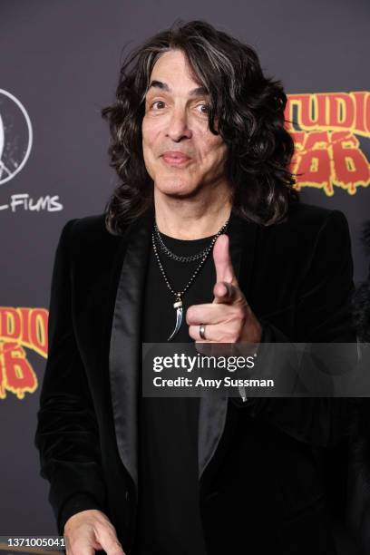 Paul Stanley attends the Los Angeles premiere of "Studio 666" at TCL Chinese Theatre on February 16, 2022 in Hollywood, California.