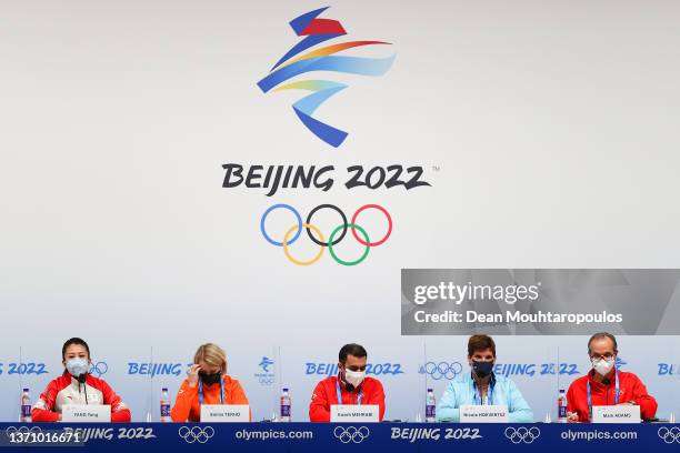 Yang Yang, Chair of Beijing 2022 Athletes' Commission, Emma Terho, Chair of the IOC Athletes' Commission, Kaveh Mehrabi, Director of the IOC...