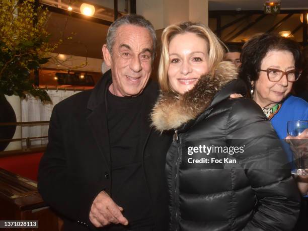 Thierry Ardisson and Audrey Crespo-Mara attend "La Regle Du Jeu" Magazine Anniversary Party at Café de Flore on February 16, 2022 In Paris, France.