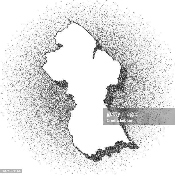 stippled guyana map - stippling art - dotwork - dotted style - georgetown stock illustrations