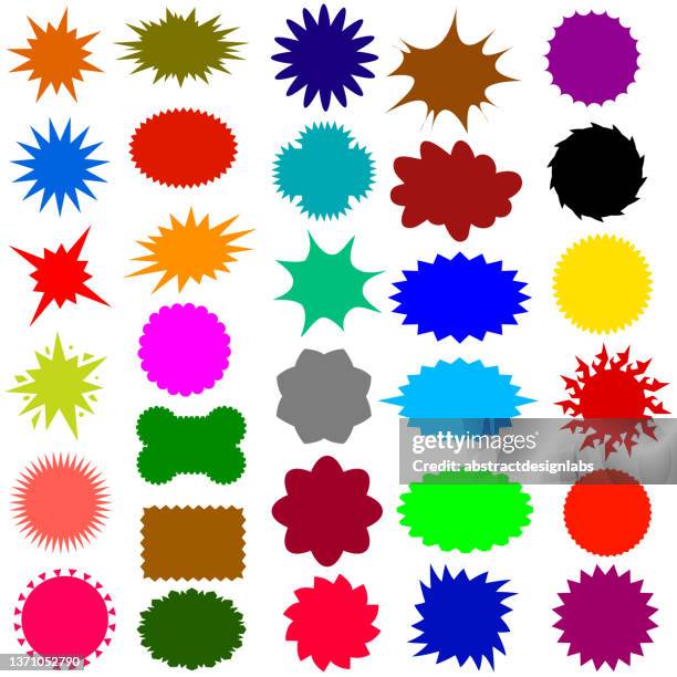 star bursts or sticky stars or badge, sale design or icon - vector illustration - energy distribution stock illustrations