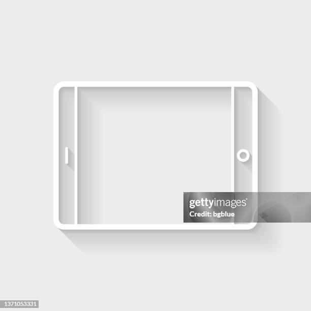 tablet pc - horizontal position. icon with long shadow on blank background - flat design - iphone blank screen stock illustrations