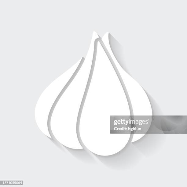 stockillustraties, clipart, cartoons en iconen met garlic. icon with long shadow on blank background - flat design - garlic