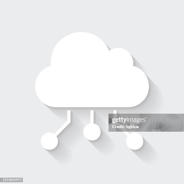 cloud computing. icon with long shadow on blank background - flat design - long shadow stock illustrations