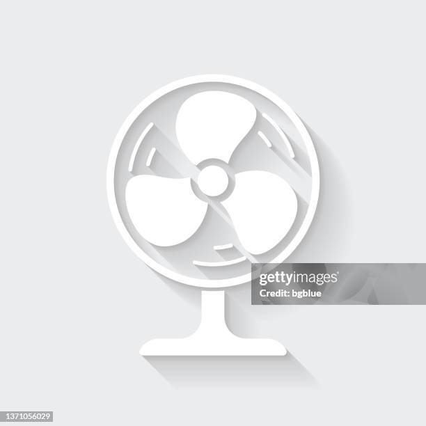 electric fan. icon with long shadow on blank background - flat design - electric fan paper stock illustrations