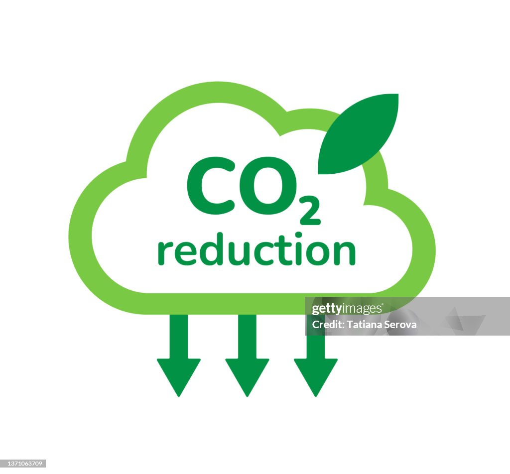 Reduce Carbon Emissions Icon Icône De Réduction Des Émissions De Co2 Signe Écologique De Nuage Vert ...