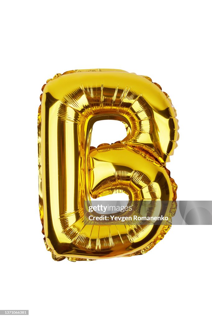 Foil balloon letter B isolated on white background