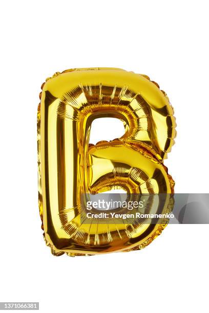 foil balloon letter b isolated on white background - b stock pictures, royalty-free photos & images