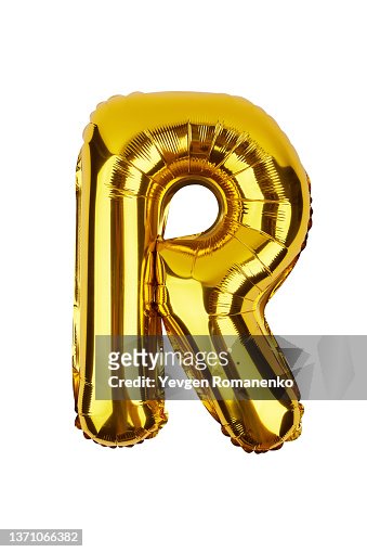 Foil balloon letter R isolated on white background