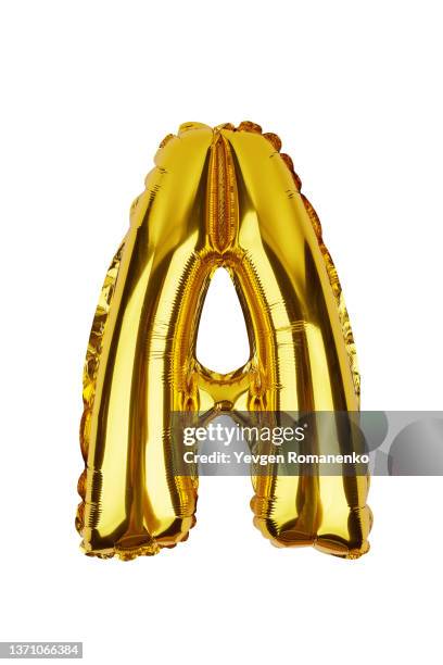 foil balloon letter a isolated on white background - buchstabe a stock-fotos und bilder