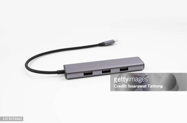 usb-c hub station for promotional branding isolated on white background - hub stock pictures, royalty-free photos & images
