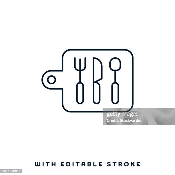 culinary arts line icon design - making packed lunch stock illustrations
