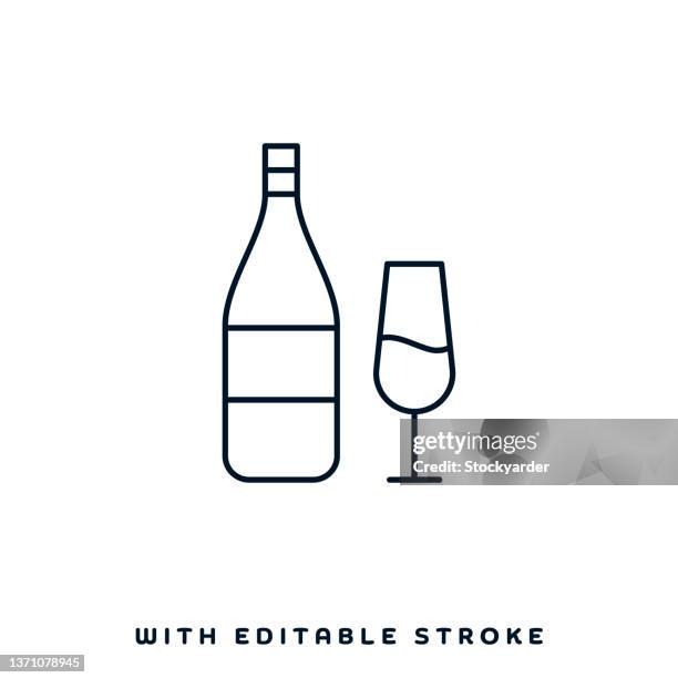 wine tasting line icon design - champagne glass icon stock illustrations