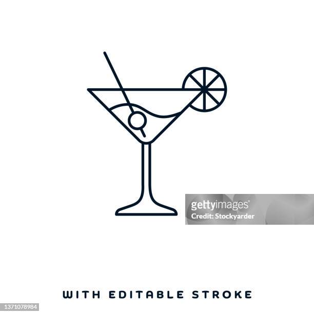 illustrazioni stock, clip art, cartoni animati e icone di tendenza di cocktail party line icon design - gin