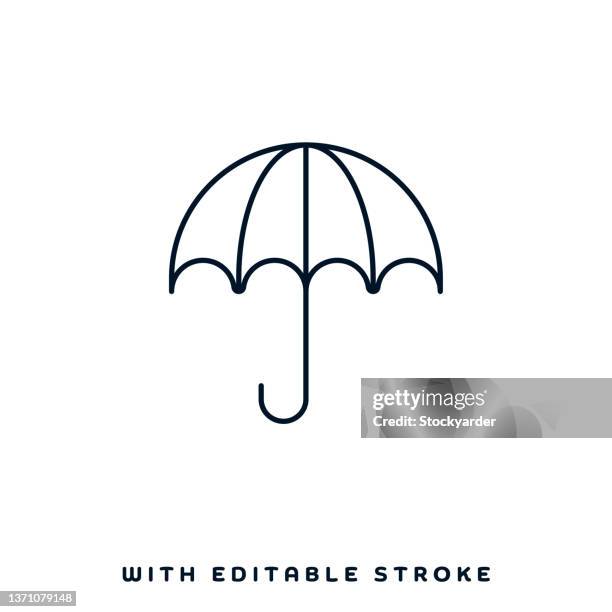 umbrella brand line icon design - contour drawing stock illustrations