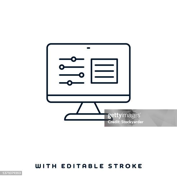 bildbanksillustrationer, clip art samt tecknat material och ikoner med web developer line icon design - skrivbord