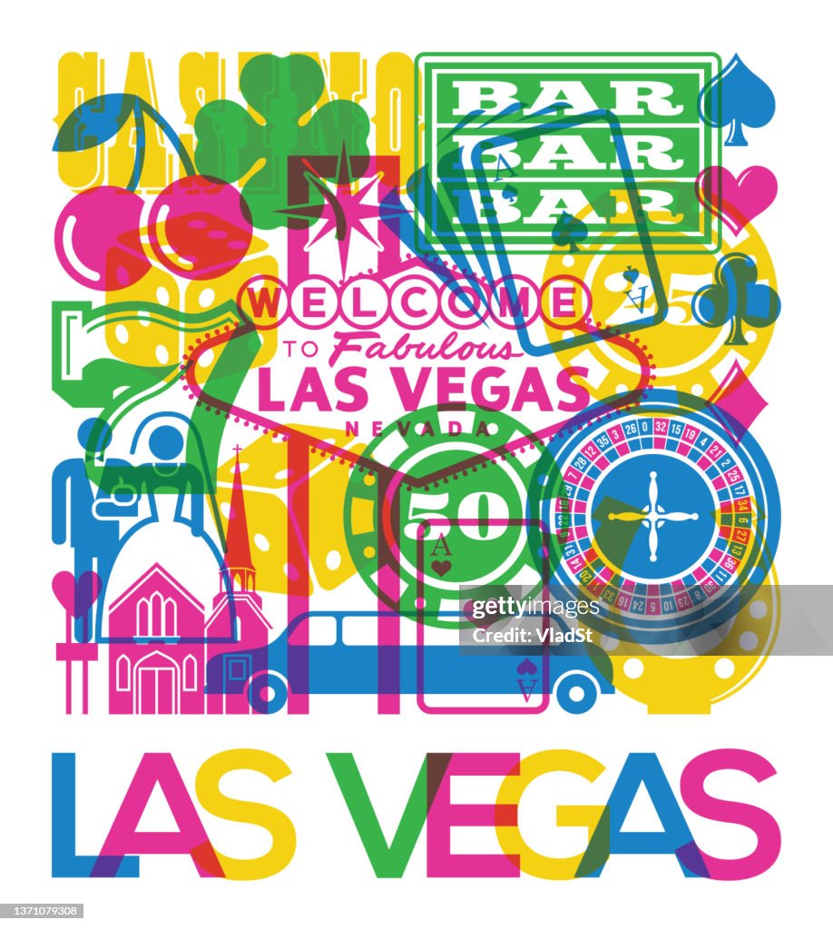 Las Vegas Nevada Casino Glücksspiel Broschüre Flyer Design Überdruckeffekt