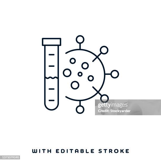 ilustrações, clipart, desenhos animados e ícones de design de ícone da linha de identificação de bactérias - bioquímica