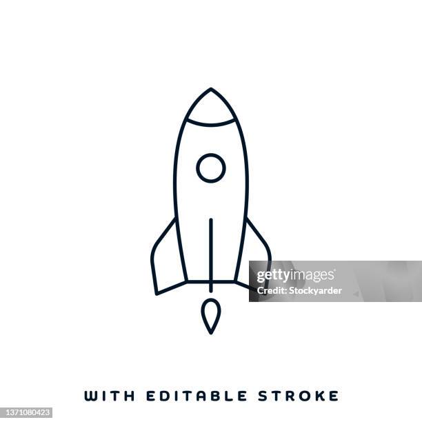 rocket take-off line icon design - rocket ship icon stock-grafiken, -clipart, -cartoons und -symbole