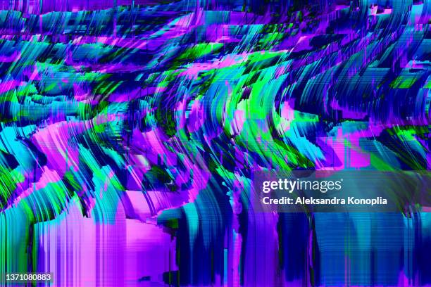 motion glitch multicolored distorted textured psychedelic zebra background - luce fluorescente foto e immagini stock