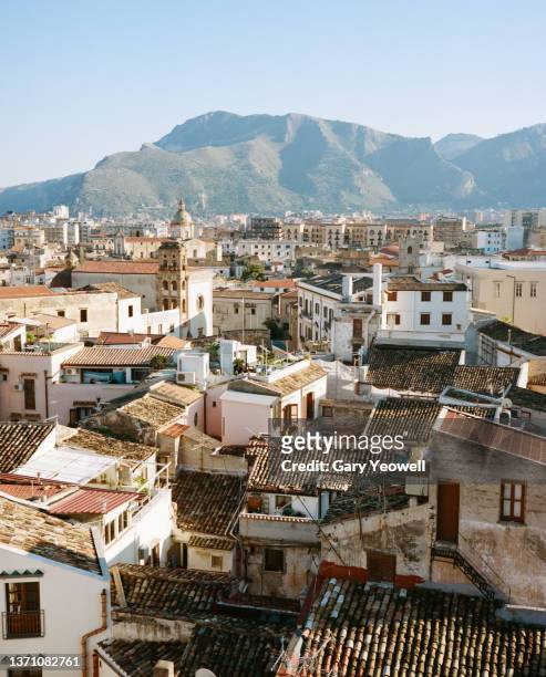 elevated view over rooftops of palermo - city ground foto e immagini stock