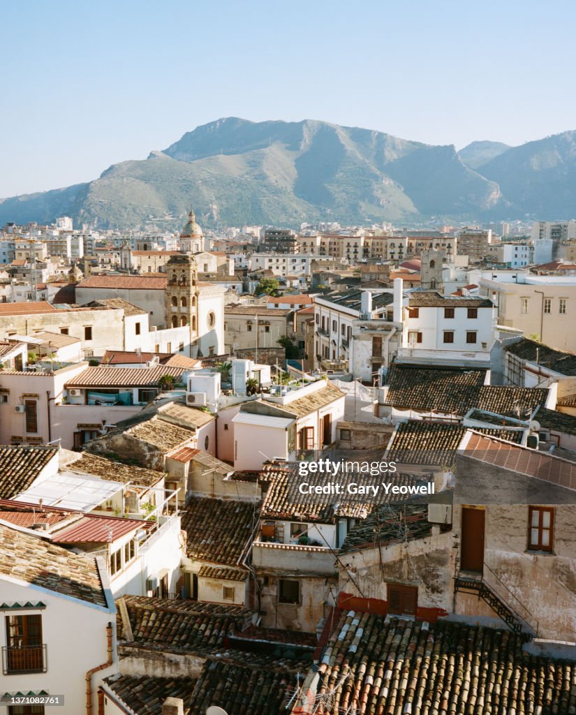 Elevated view over rooftops of Palermo