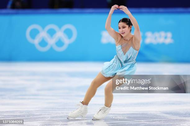 Alysa Liu of Team United States skates during the Women Single Skating Free Skating on day thirteen of the Beijing 2022 Winter Olympic Games at...