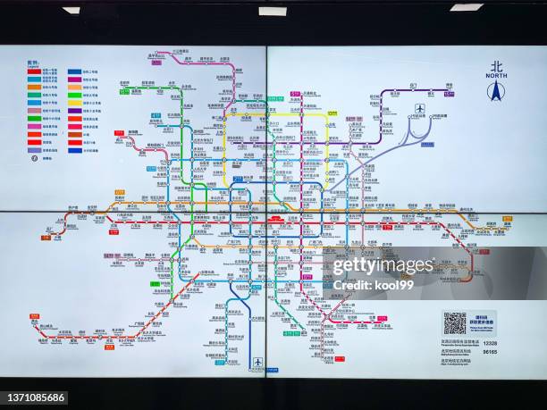 led screen of beijing subway route map - beijing subway line stock pictures, royalty-free photos & images