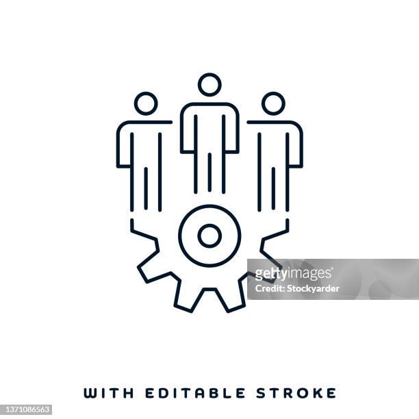 workforce diversity line icon design - employee retention stock illustrations