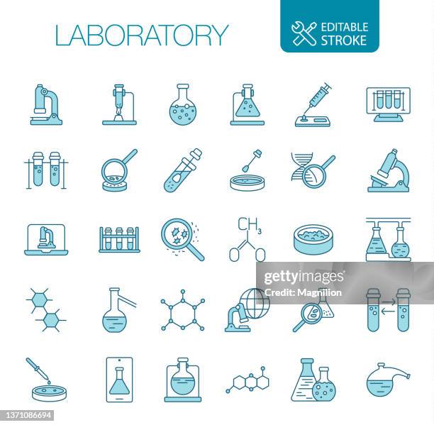 laboratory editable stroke icons set - pipette stock illustrations