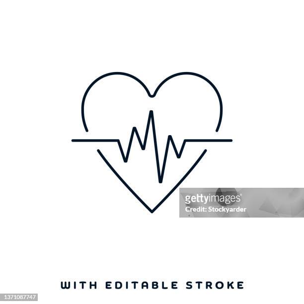 cardiovascular applications line icon design - electrocardiography 幅插畫檔、美工圖案、卡通及圖標
