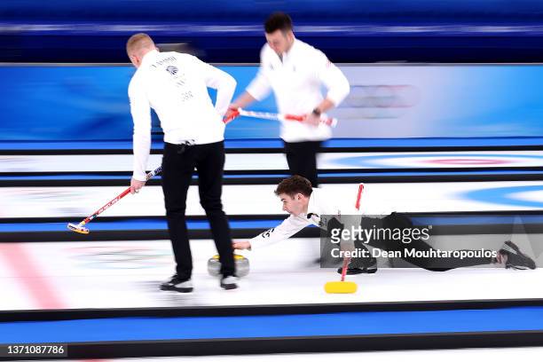 Grant Hardie of Team Great Britain competes against Team United States during the Men’s Semifinal on Day 13 of the Beijing 2022 Winter Olympic Games...