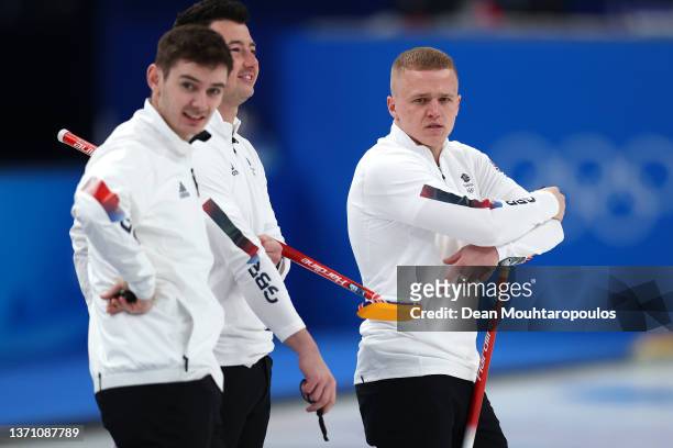 Bobby Lammie of Team Great Britain looks on while competing against Team United States during the Men’s Semifinal on Day 13 of the Beijing 2022...