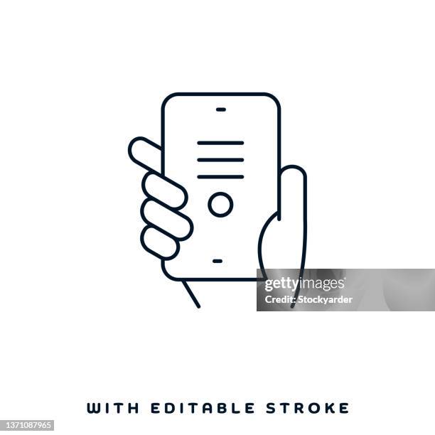 mobile app development line icon design - saas stock illustrations