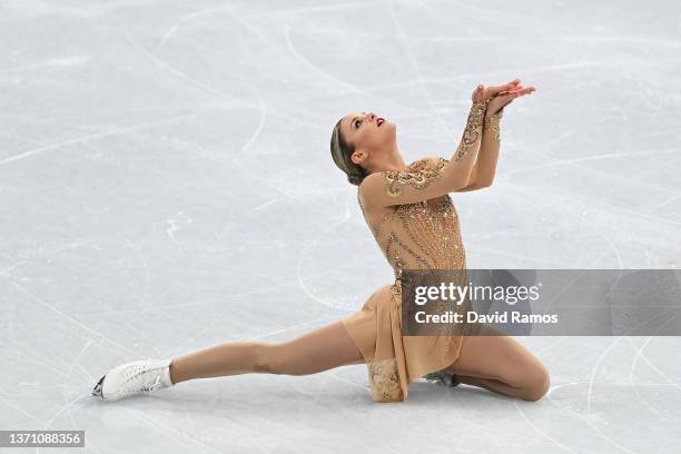 Loena Hendrickx of Team Belgium skates during the Women Single Skating Free Skating on day thirteen of the Beijing 2022 Winter Olympic Games at...