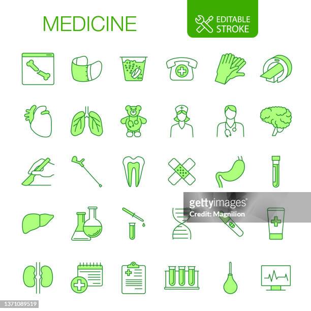 ilustrações de stock, clip art, desenhos animados e ícones de medical icons set editable stroke - bisturi