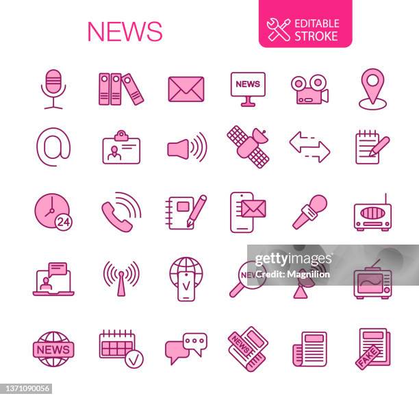 news icons set editable stroke - satellite antenna icon stock illustrations