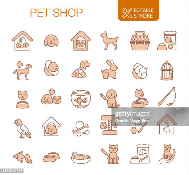 pet shop icon set editable stroke - hamster stock illustrations