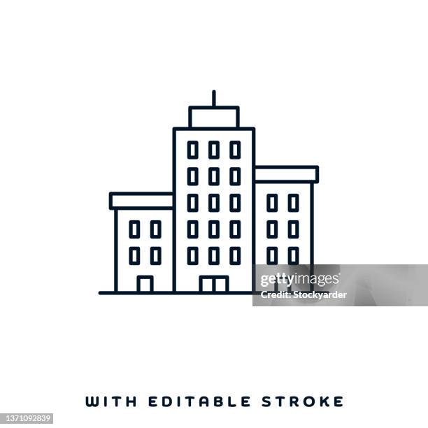 apartment buildings vector icon design - office block exterior stock illustrations