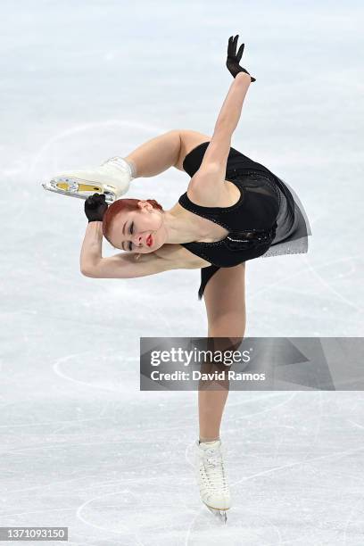 Alexandra Trusova of Team ROC skates during the Women Single Skating Free Skating on day thirteen of the Beijing 2022 Winter Olympic Games at Capital...