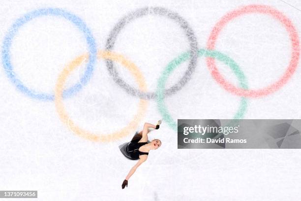 Alexandra Trusova of Team ROC skates during the Women Single Skating Free Skating on day thirteen of the Beijing 2022 Winter Olympic Games at Capital...