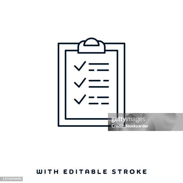 checklist line icon design - press screening stock illustrations
