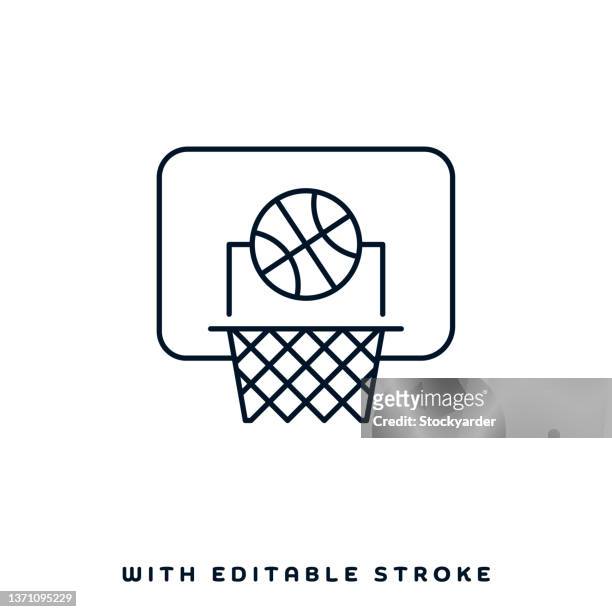 bildbanksillustrationer, clip art samt tecknat material och ikoner med basketball game line icon design - basketball hoop
